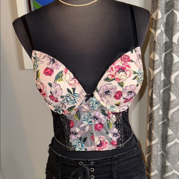 Victoria’s Secret Floral Lace Corset Push Up Bra Size 34D - Picture 2 of 10
